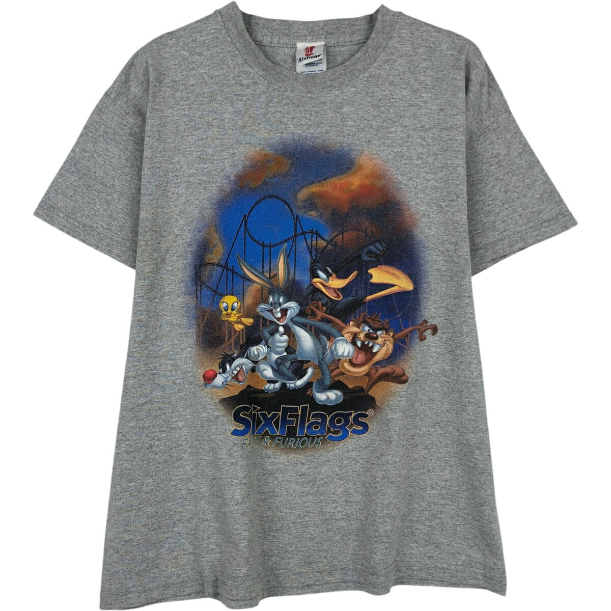 Rakuten - 古着 SixFlags LOONEY TUNES ルーニーテューンズ キャラクタープリントTシャツ レディースXL相当 /eaa629177 【中古】 【260403】 【ADEL/アデル】 グレー系 春夏秋