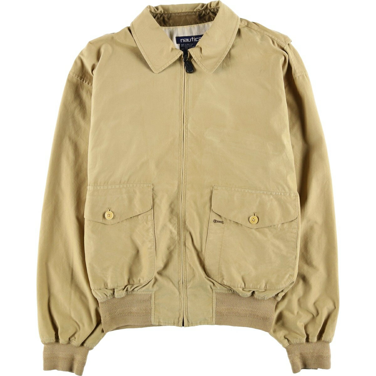 90s ノーティカ スイングトップ XL ライトカーキ ブルゾン ○.7562 古着 90s 00s NAUTICA スイングトップジップブルゾン ベージュ カーキ