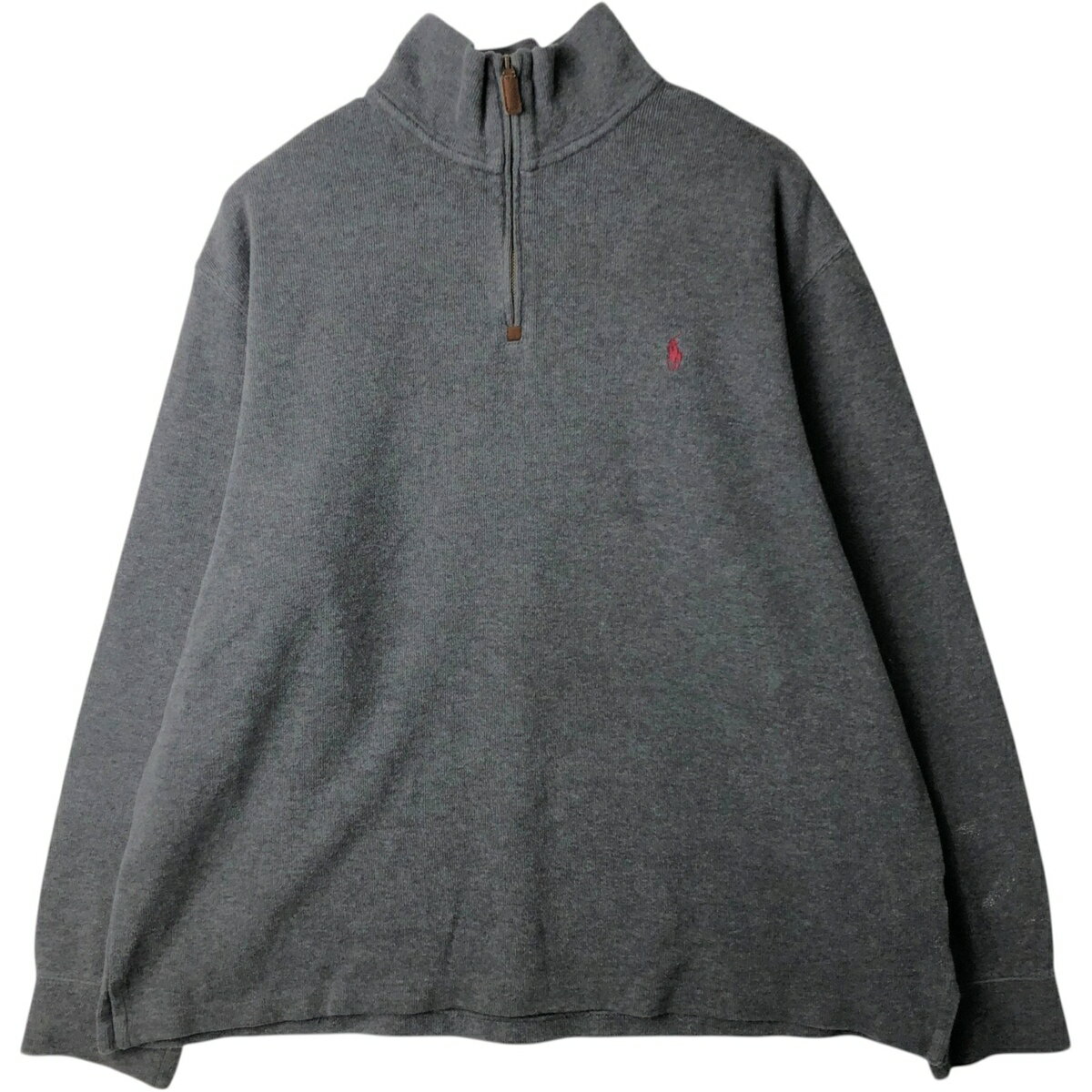 乐天商城 - 古着 ラルフローレン Ralph Lauren POLO RALPH LAUREN リブ編み ハーフジップスウェットシャツ トレーナー メンズXL相当 /eaa629567 【中古】 【260401】 グレー系 春夏秋冬