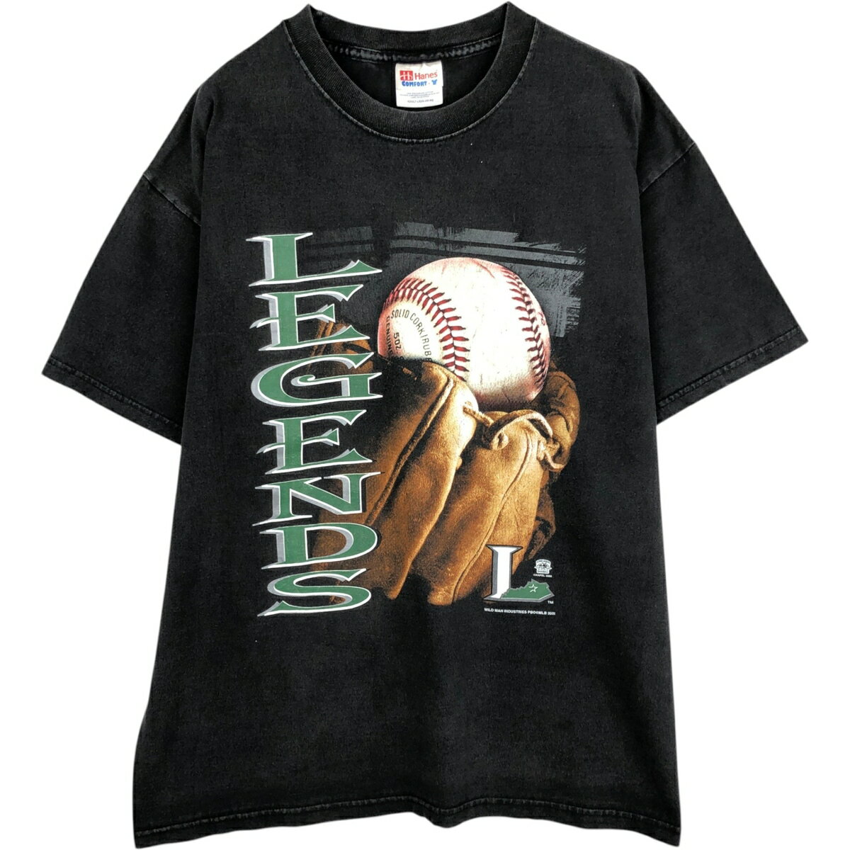 乐天商城 - 古着 00'S ヘインズ Hanes スポーツプリントTシャツ メンズL相当 /eaa629716 【中古】 【260405】 ブラック系 春夏秋