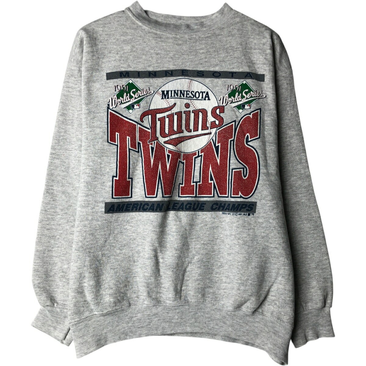 Sweat - 古着 90'S MLB MINNESOTA TWINS ミネソタツインズ プリントスウェットシャツ トレーナー USA製 メンズL相当 ヴィンテージ /eaa630085 【中古】 【260404】