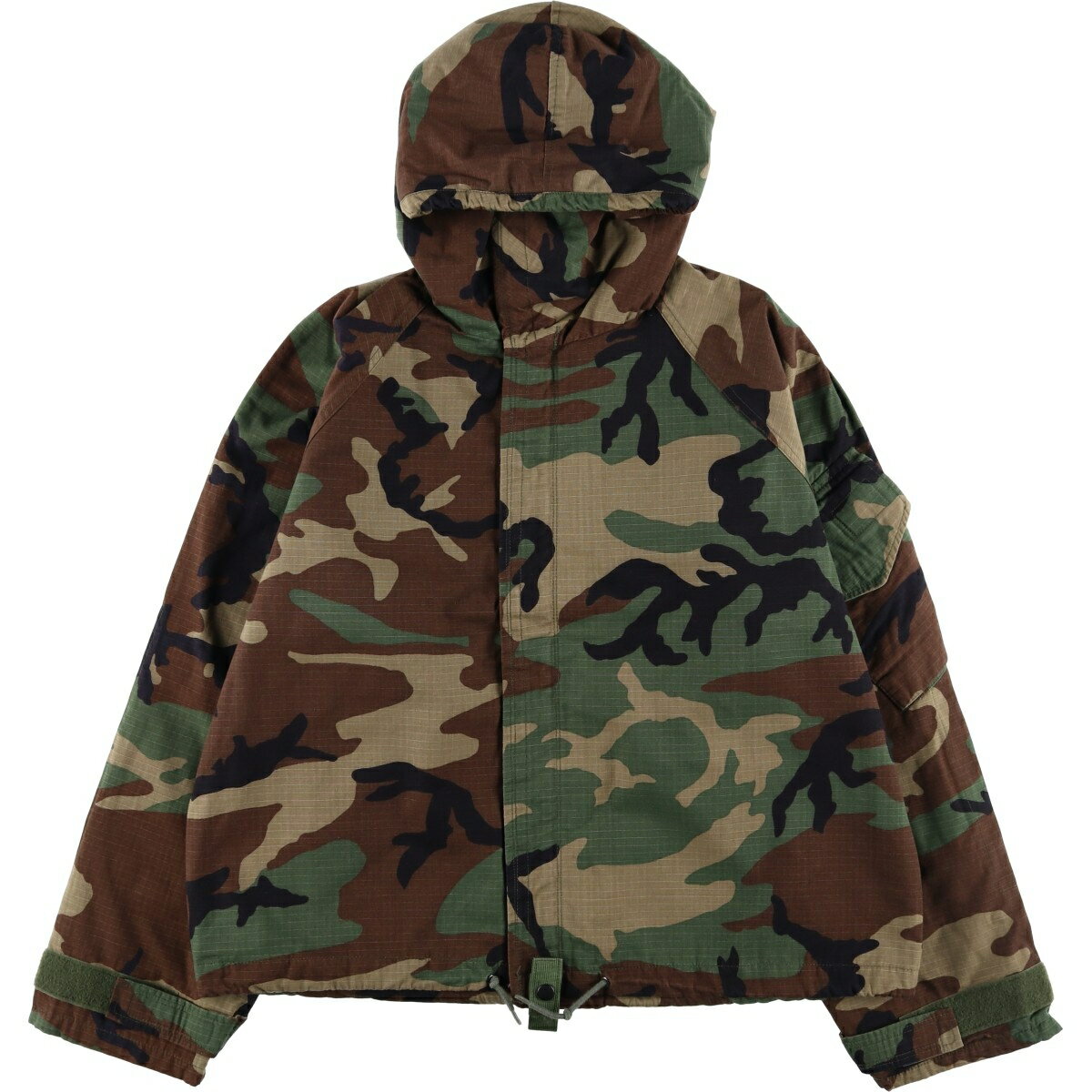 樂天商城 - 古着 90'S 米軍実品 迷彩柄 ウッドランドカモ ケミカルプロテクティブジャケット フード付き リップストップ ミリタリージャケット USA製 MEDIUM/REGULAR メンズM相当 ヴィンテージ /eaa630205 【中古】 【260404】