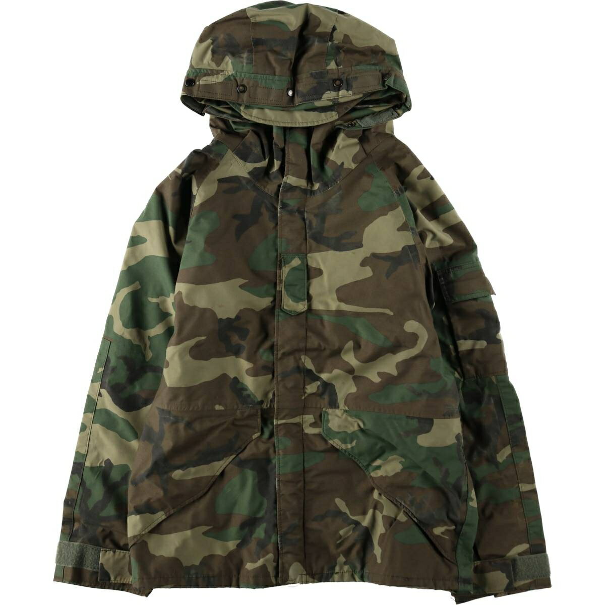 訳あり特価 古着 90'S 米軍実品 迷彩柄 ウッドランドカモ ECWCS 1st GEN 中期型 ミリタリー ゴアテックスパーカー USA製 SMALL-SHORT メンズS相当 /eaa630208 【中古】 【260409】 カーキ系 春秋冬(4.0)