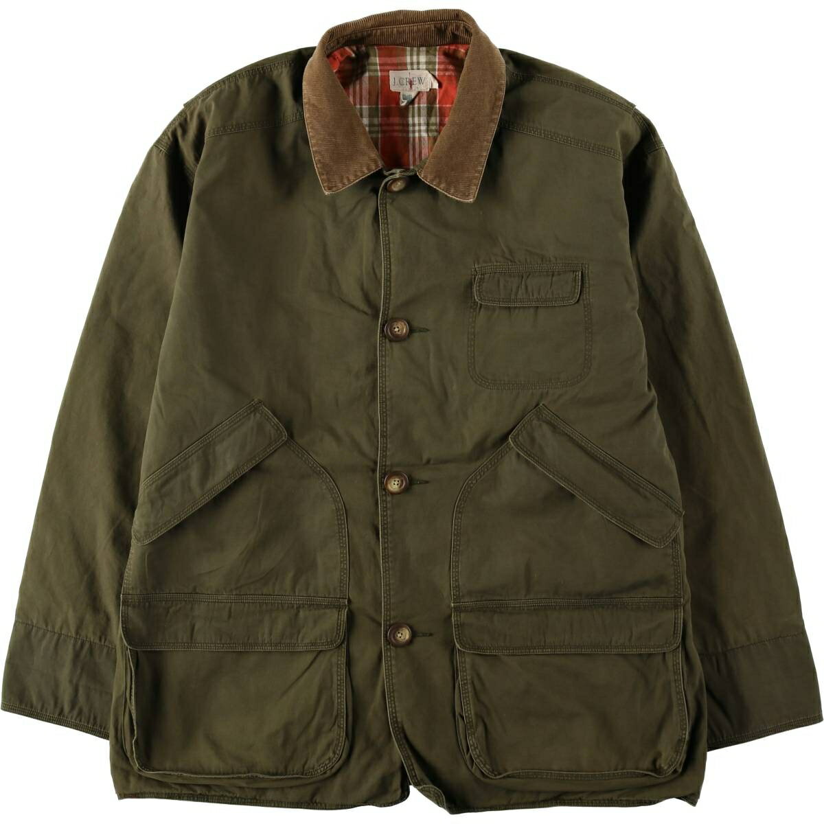 90s J.Crew ジェイクルー 巨人タグレザー襟 ハンティングジャケット 緑 SALE 20%OFF】90's USA製 J.CREW フリースライナーナイロンジャケット