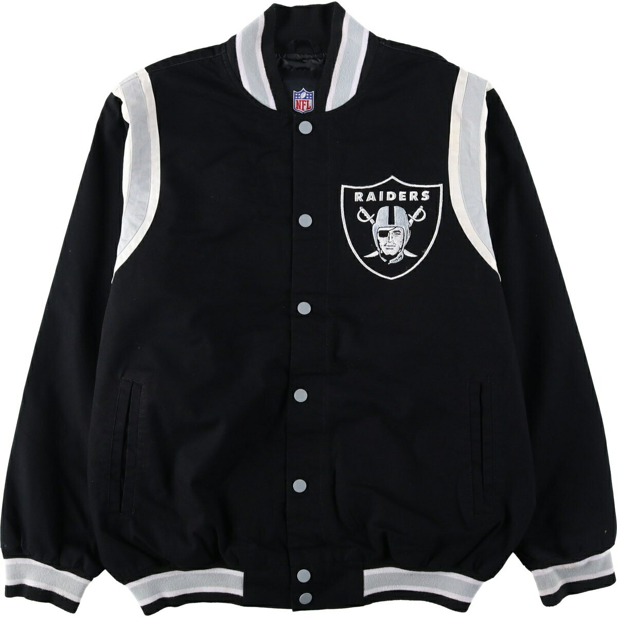 新品 NFL公式 ラスベガス レイダース 4XL リバーシブル スタジャン刺繍 NFL公式 メンズ アウター スタジャン ラスベガス・レイダース Las