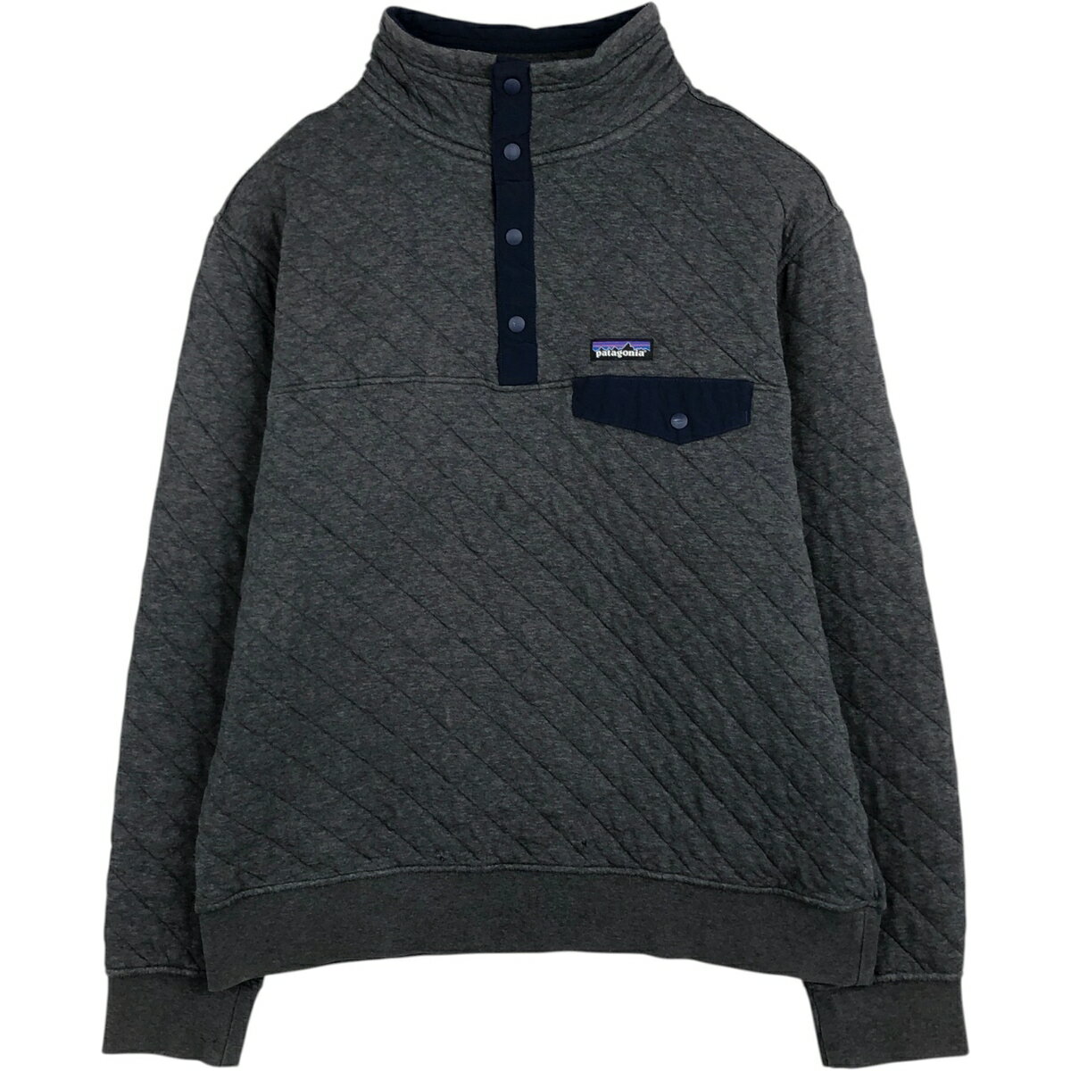 樂天商城 - 古着 パタゴニア Patagonia ORGANIC COTTON オーガニックコットン キルトスナップT 25371FA17 ハーフスナップ スウェットシャツ トレーナー メンズL相当 /eaa630533 【中古】 【260405】 グレー系 春夏秋冬