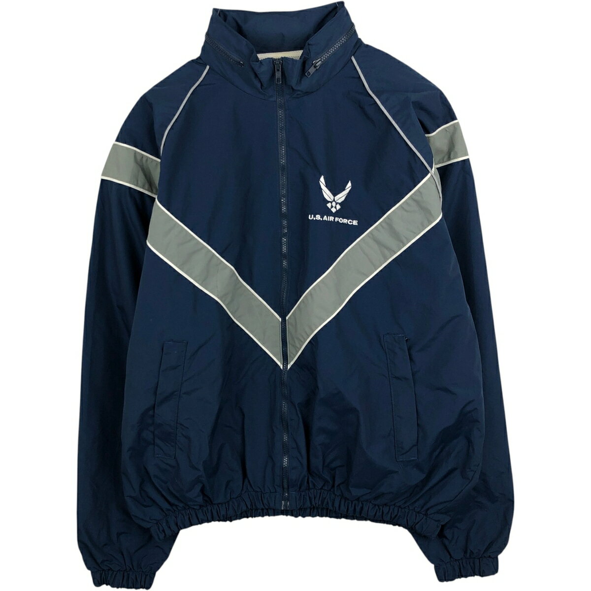樂天商城 - 古着 米軍実品 U.S.AIR FORCE SKILCRAFT PTU トレーニングジャケット ナイロンジャケット USA製 LARGE/REGULAR メンズL相当 /eaa630561 【中古】 【260409】 ネイビー系 春秋冬