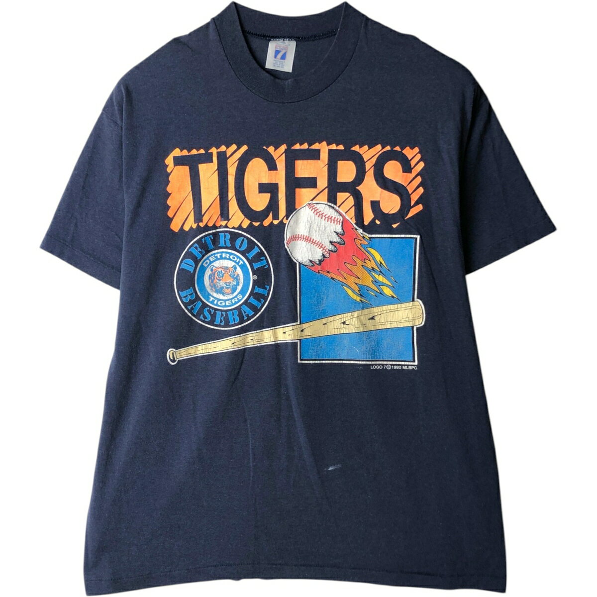 樂天商城 - 古着 90'S ロゴセブン LOGO 7 MLB DETROIT TIGERS デトロイトタイガース スポーツプリントTシャツ USA製 メンズXL相当 ヴィンテージ /eaa630841 【中古】 【260404】