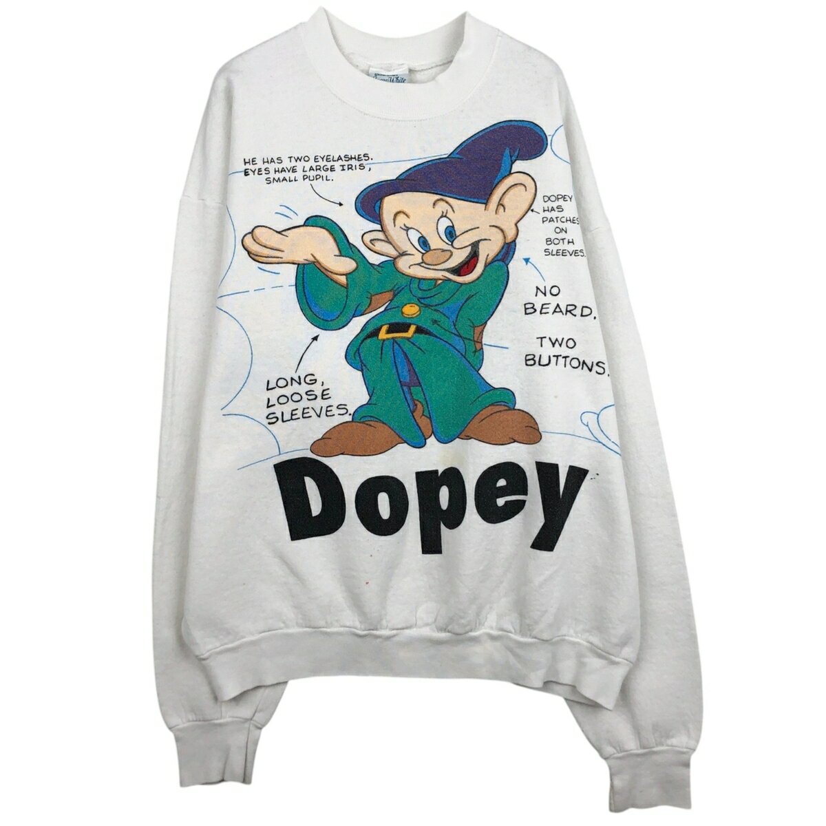 古着 WALT Disney’s Snow White and the seven dowrfs 白雪姫 7人の小人 Dopey おとぼけ キャラクタースウェットシャツ トレーナー メンズXL相当 /eaa630882   