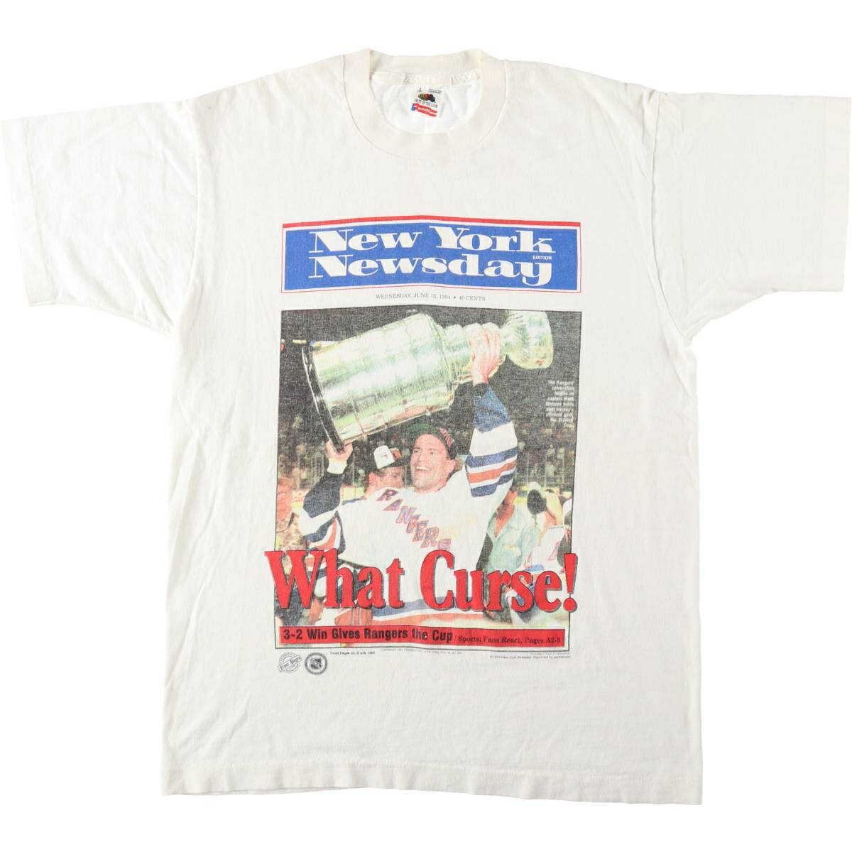 古着 90'S フルーツオブザルーム FRUIT OF THE LOOM NHL NEW YORK RANGERS ニューヨークレンジャーズ スポーツプリントTシャツ USA製 ..
