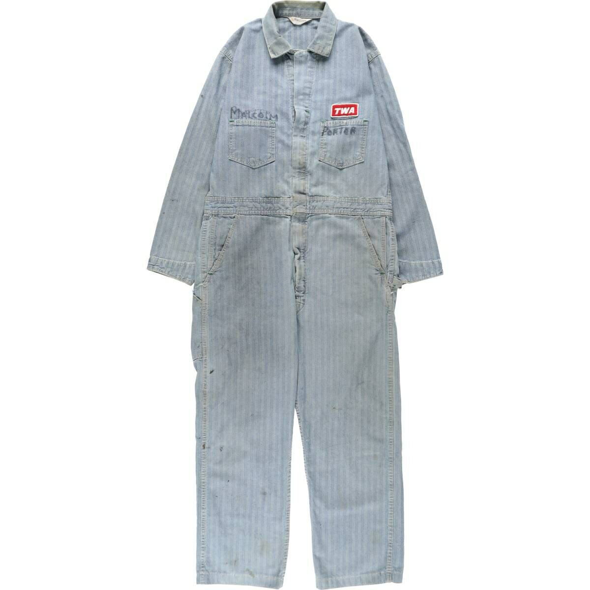 古着 ~90'S キー Key Imperial ストライプ柄 長袖 オールインワン つなぎ メンズL相当 ヴィンテージ /eaa631773 【中古】 【260504】