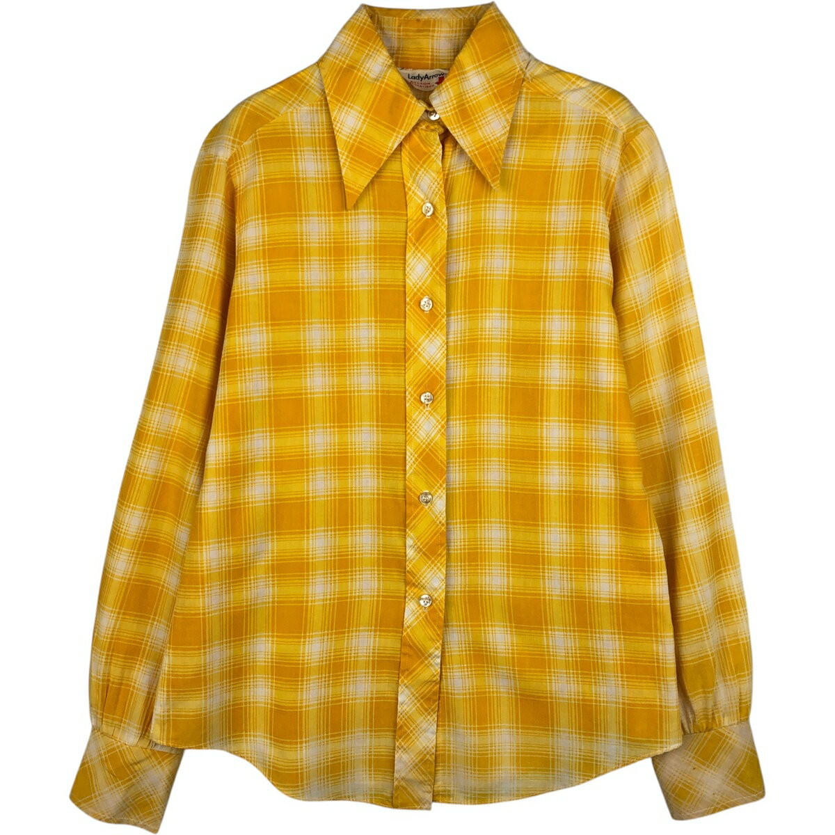 Rakuten - 古着 70'S アロー Arrow Lady Arrow 長袖 レーヨン×コットンチェックシャツ レディースM相当 ヴィンテージ /eaa631839 【中古】 【260406】 【Elulu/エルル】