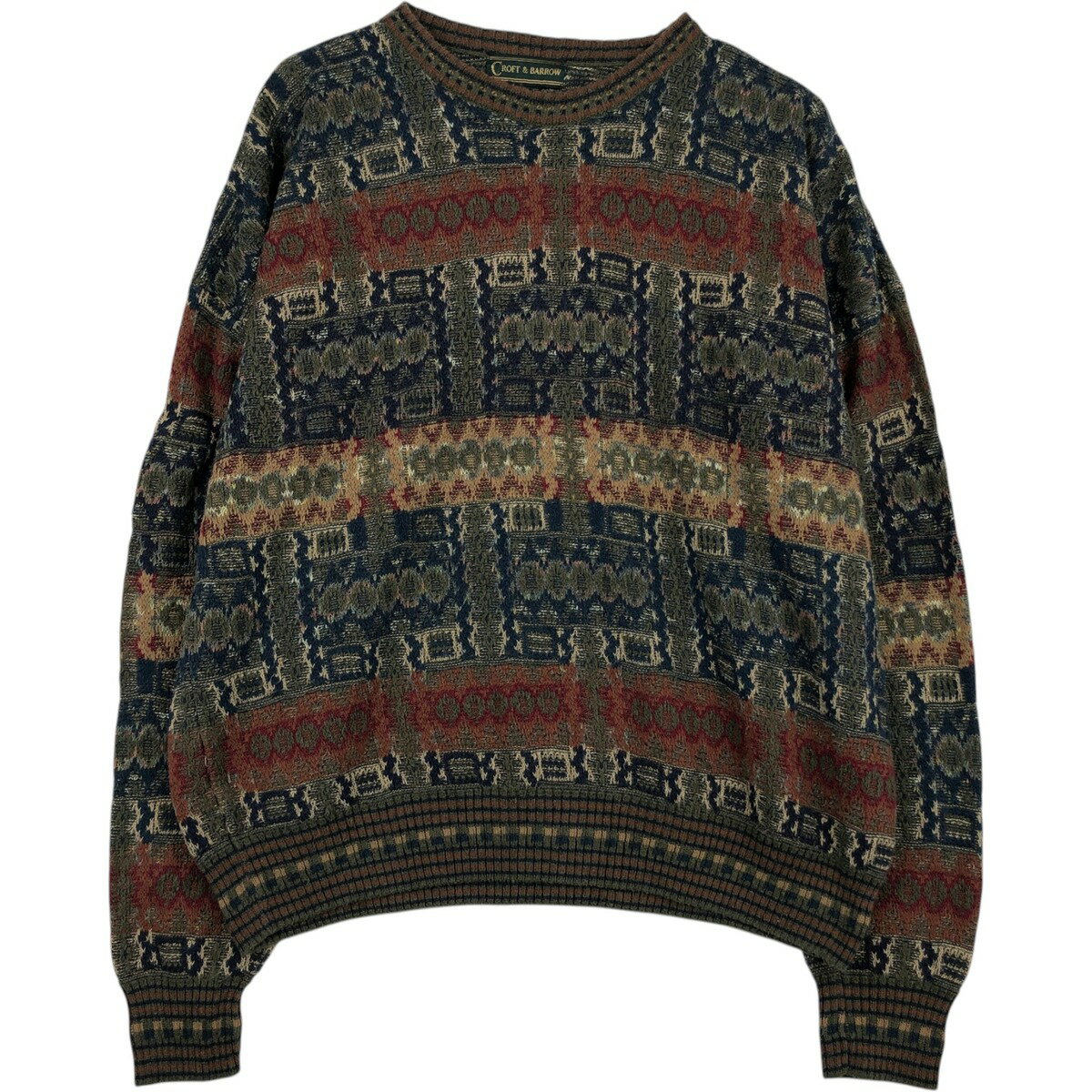 樂天商城 - 古着 Croft & Barrow 総柄 コットン×アクリルニットセーター メンズL相当 ヴィンテージ /eaa631951 【中古】 【260413】