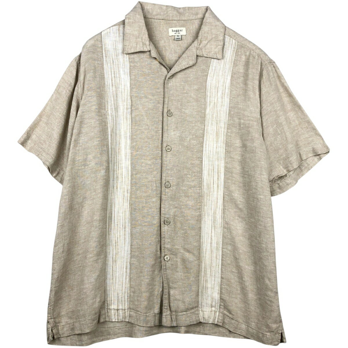 樂天商城 - 古着 ハガー HAGGAR オープンカラー リネン×コットン 半袖 ツートンシャツ ボックスシャツ メンズXL相当 /eaa632116 【中古】 【260411】