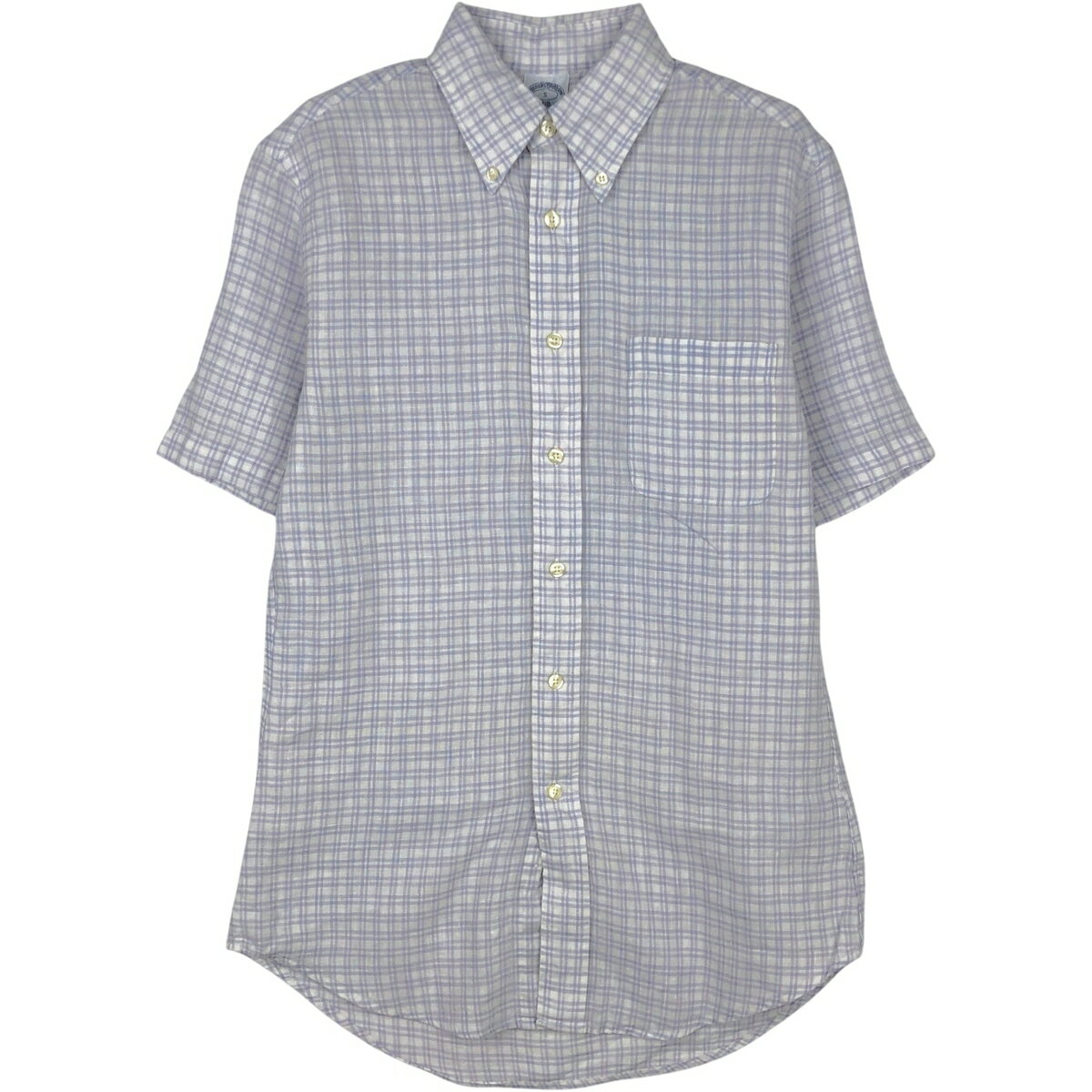 Rakuten - 古着 ブルックスブラザーズ Brooks Brothers 1818 REGENT チェック柄 半袖 リネン ボタンダウンシャツ メンズS相当 /eaa632135 【中古】 【260411】