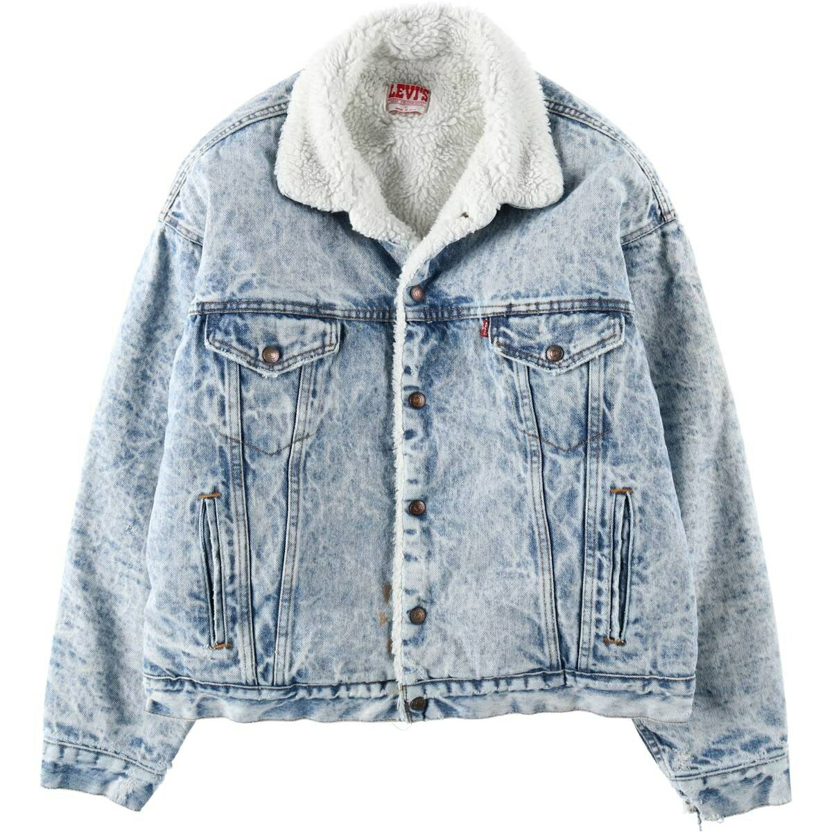 古着 80~90'S リーバイス Levi's 中綿入り ケミカルウォッシュ デニムボアジャケット USA製 メンズXL相当 ヴィンテージ /eaa632452 【..
