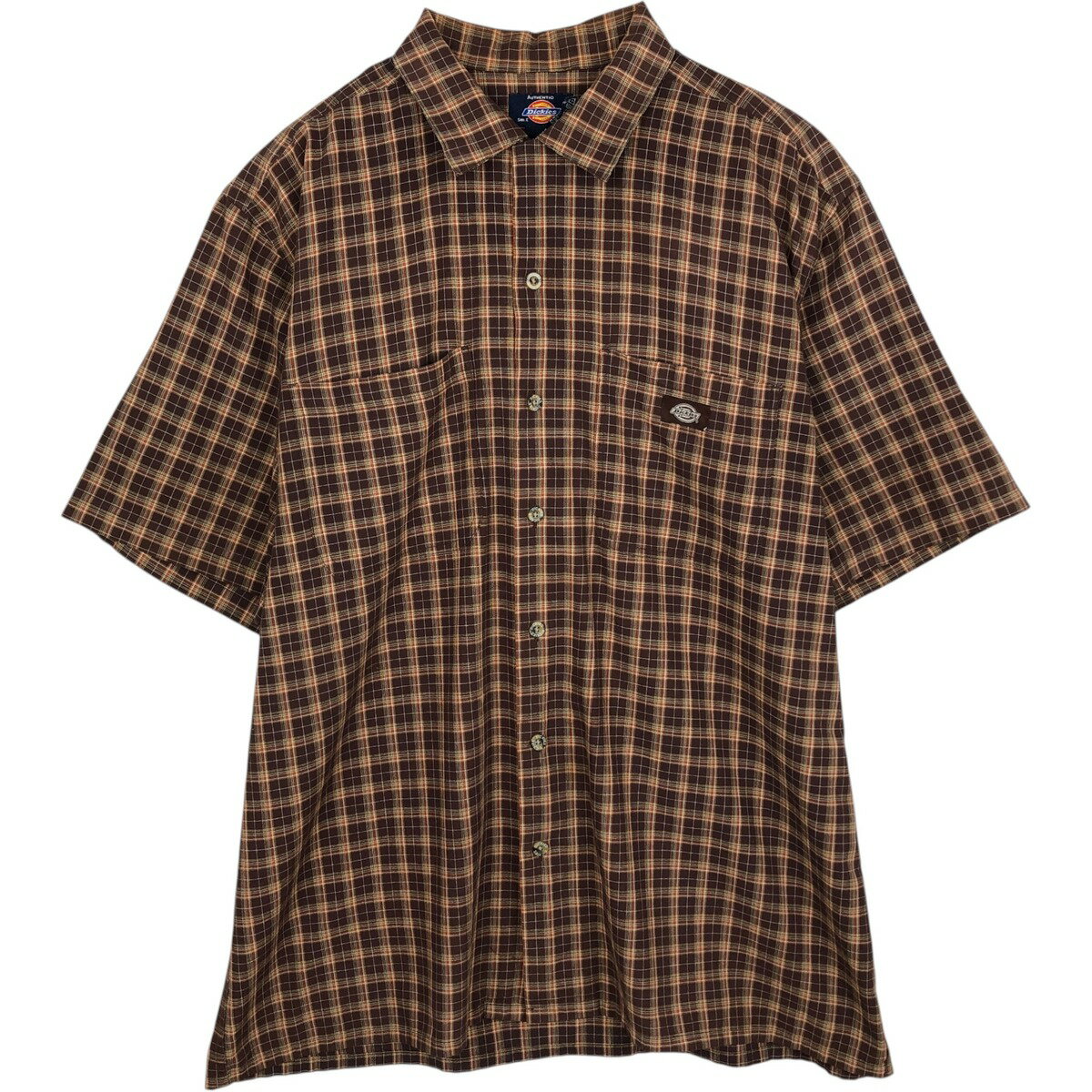 短袖 - 古着 ディッキーズ Dickies チェック柄 半袖 ワークシャツ ボックスシャツ メンズL相当 /eaa632736 【中古】 【260412】