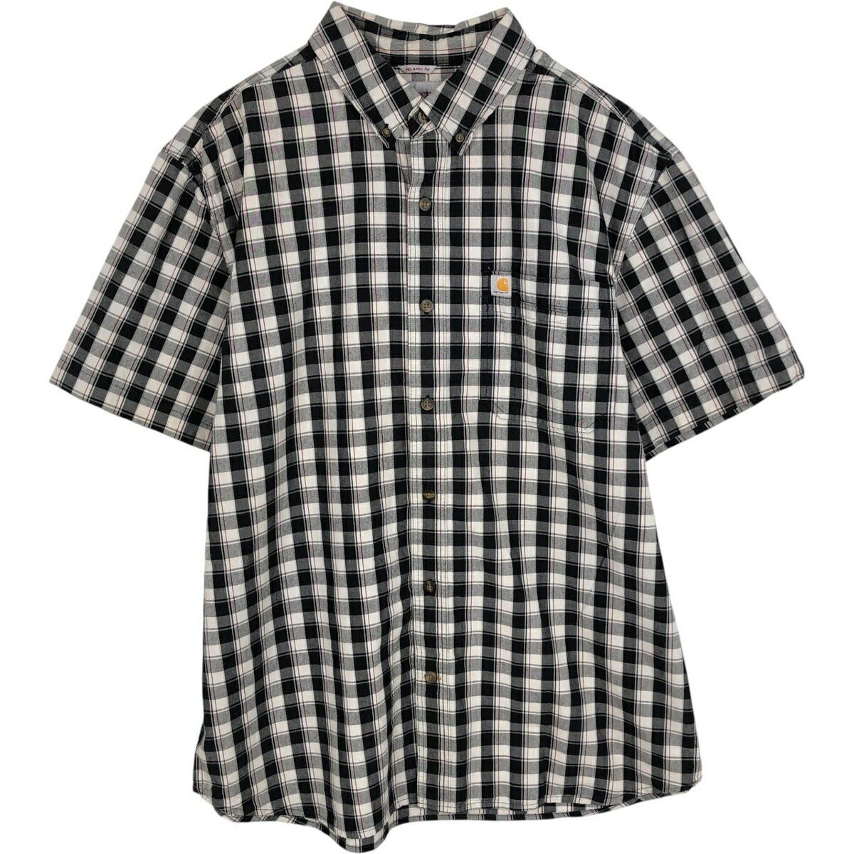 Rakuten - 古着 カーハート Carhartt RELAXED FIT チェック柄 ボタンダウン 半袖 ワークシャツ メンズXL相当 /eaa632767 【中古】 【260412】