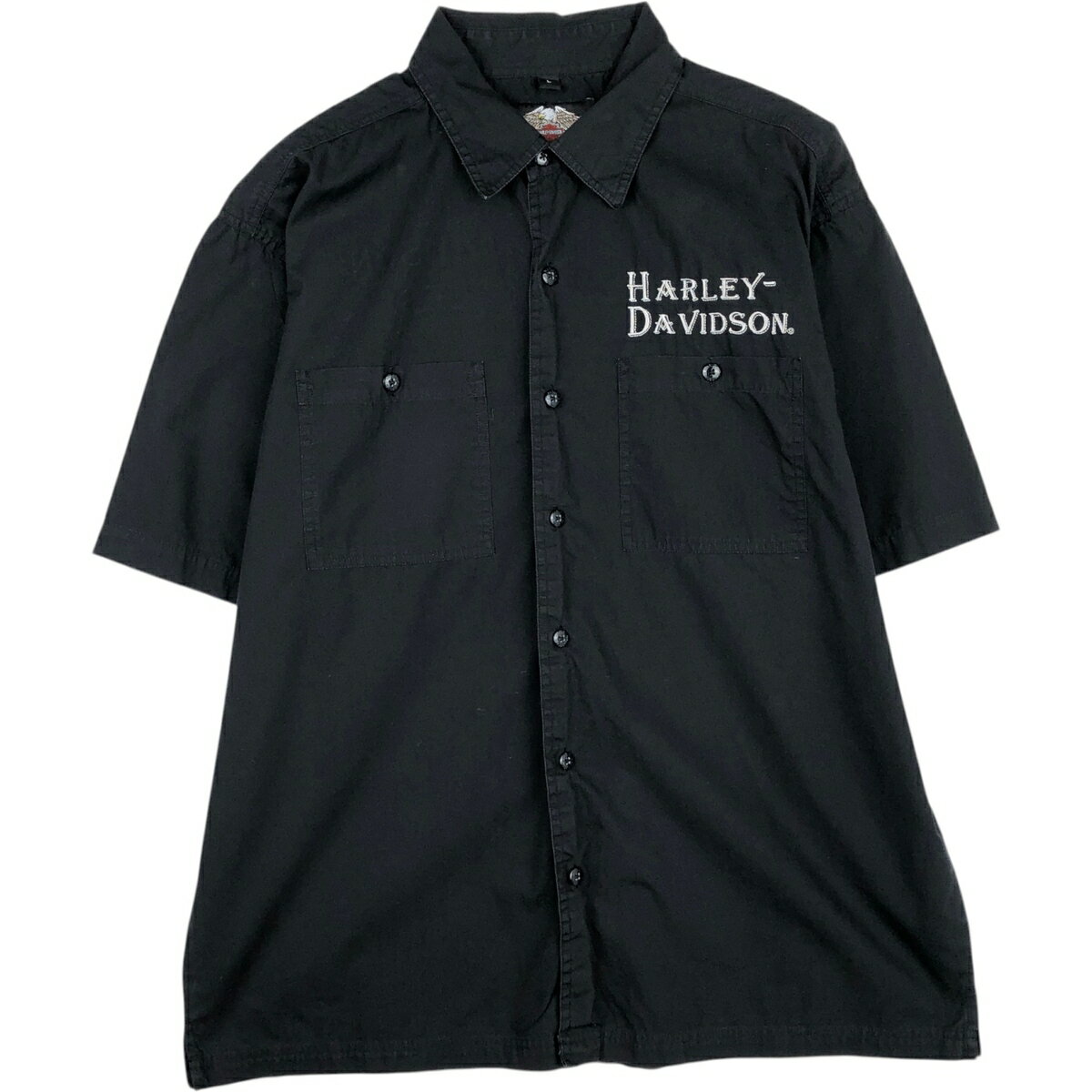 樂天商城 - 古着 ハーレーダビッドソン Harley-Davidson 鷲柄 イーグル柄 半袖 ワークシャツ ボックスシャツ メンズL相当 /eaa632772 【中古】 【260413】