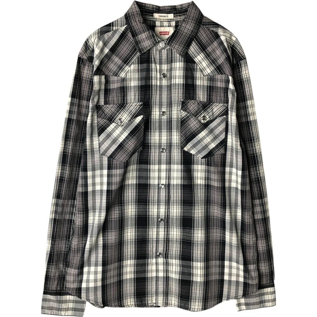 乐天商城 - 古着 リーバイス Levi's チェック柄 長袖 ウエスタンシャツ メンズS相当 /eaa633543 【中古】 【260416】 ブラック系 春夏秋冬