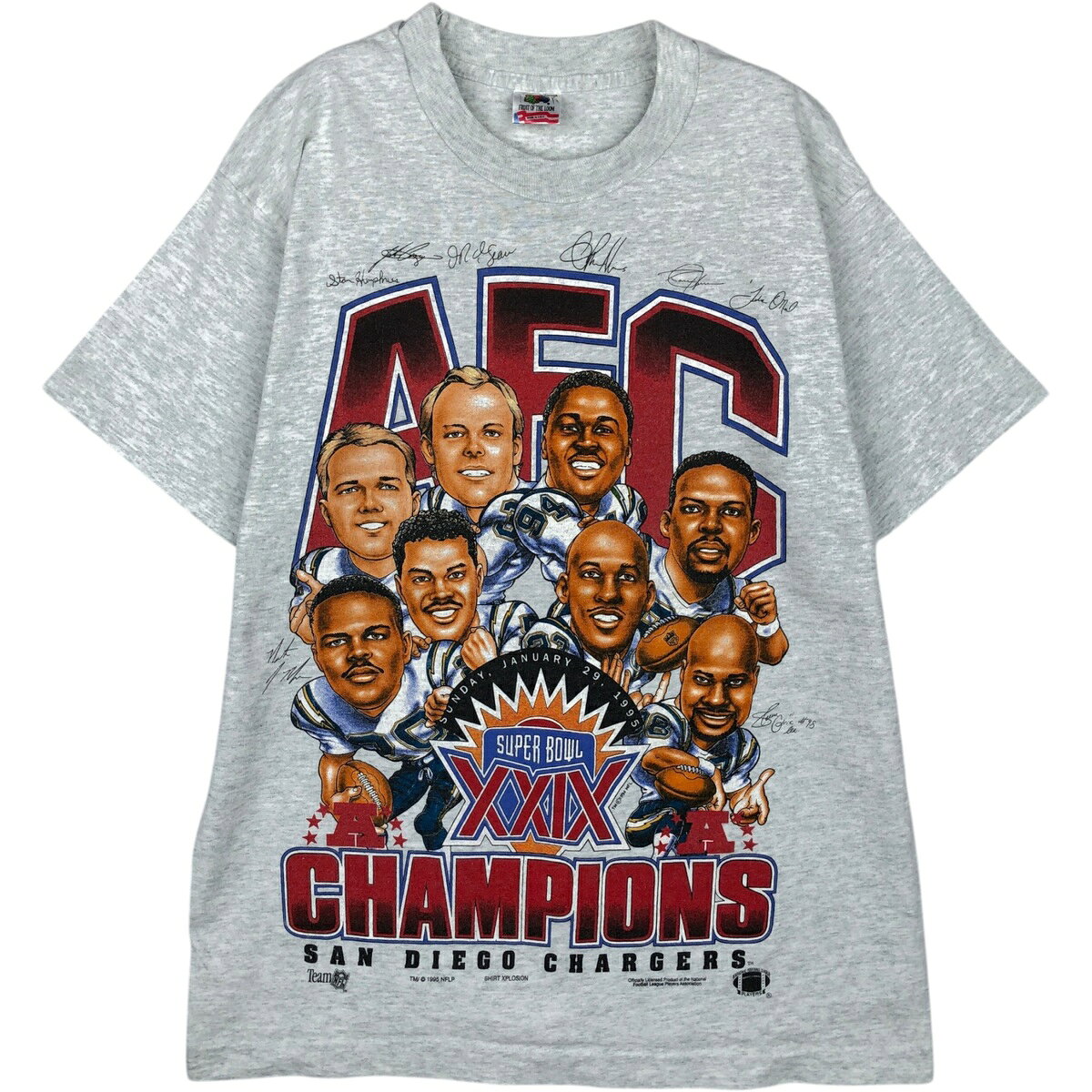 古着 90'S フルーツオブザルーム FRUIT OF THE LOOM NFL SAN DIEGO CHARGERS サンディエゴチャージャーズ スポーツプリントTシャツ USA製 メンズM相当 ヴィンテージ /eaa633614  