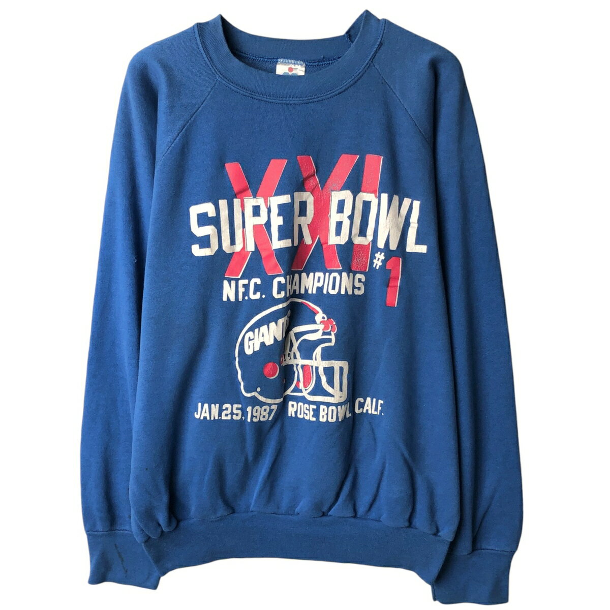 樂天商城 - 古着 80'S MILLER SUPER BOWL XXI スーパーボウル NFL NEW YORK GIANTS ニューヨークジャイアンツ プリントスウェットシャツ トレーナー USA製 メンズXL相当 ヴィンテージ /eaa633685 【中古】 【260419】