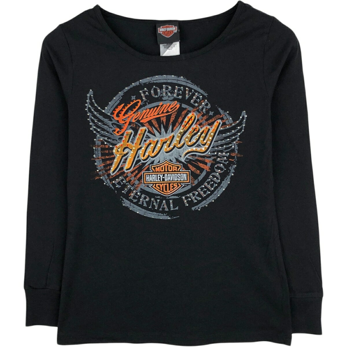 Rakuten - 古着 ハーレーダビッドソン Harley-Davidson ラインストーン付き ロングTシャツ ロンT USA製 レディースM相当 /eaa633985 【中古】 【260413】 【Elulu/エルル】 ブラック系 春夏秋