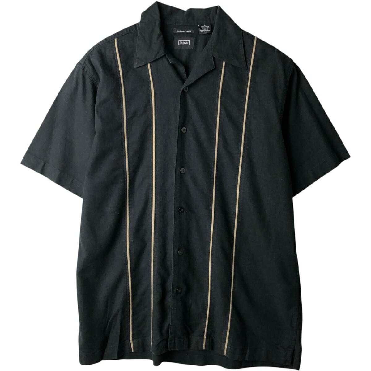 Rakuten - 古着 ハガー HAGGAR 半袖 オープンカラー レーヨン×リネンシャツ ボックスシャツ メンズM相当 /eaa634127 【中古】 【260419】