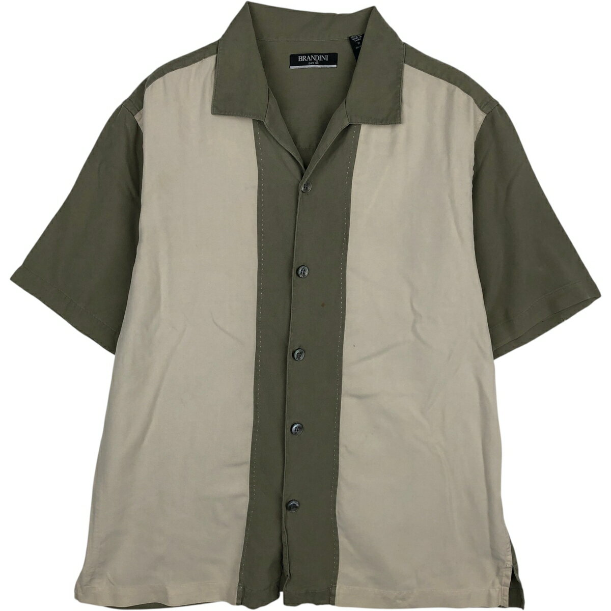 古着 BRANDINI ツートン 半袖 オープンカラー シルクシャツ ボックスシャツ メンズM相当 /eaa634561 【中古】 【260424】