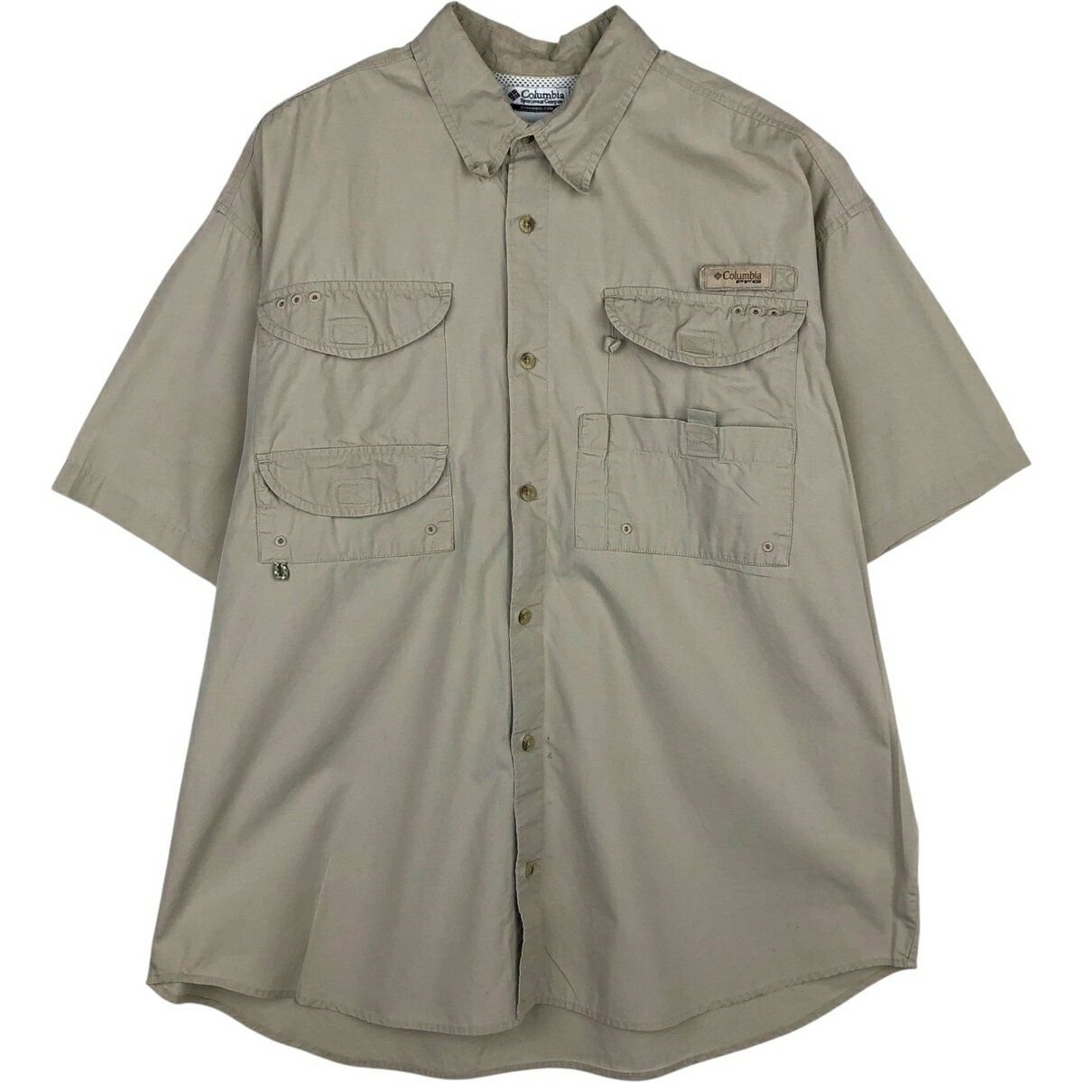 乐天商城 - 古着 00'S コロンビア Columbia PFG 隠しボタンダウン 半袖 フィッシングシャツ メンズL相当 /eaa634617 【中古】 【260419】
