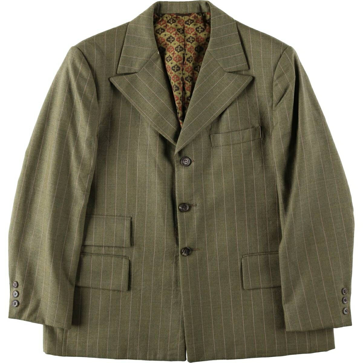 乐天商城 - 古着 70'S English&Scotch Woollen ストライプ柄 ピークドラペル ブレザー テーラードジャケット メンズM相当 ヴィンテージ /eaa634734 【中古】 【260420】