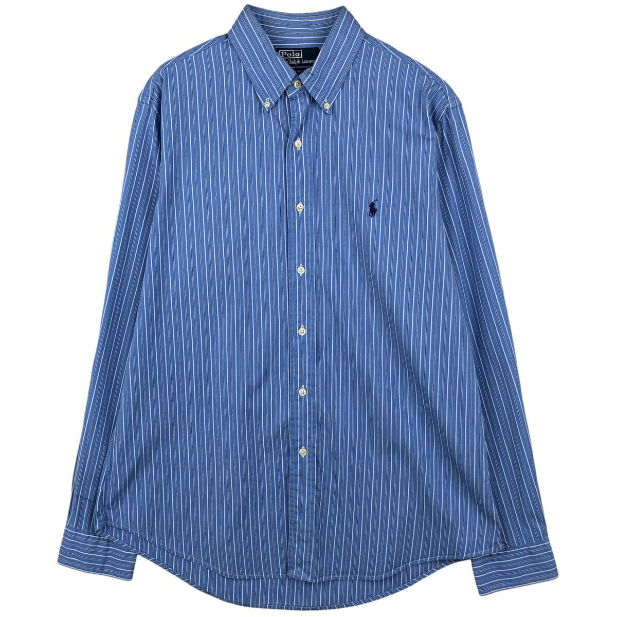 古着 ラルフローレン Ralph Lauren POLO by Ralph Lauren CUSTOM FIT DRESS SHIRTS マルチストライプ 長袖 ボタンダウンストライプシャツ メンズL相当 /eaa634839 【中古】 【260419】