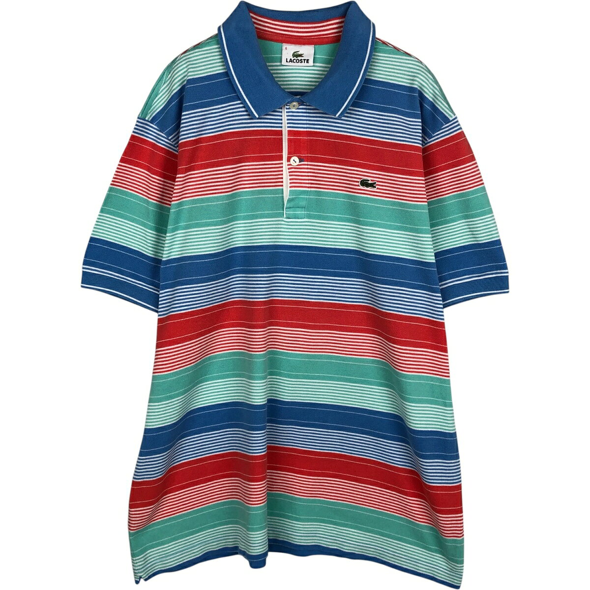 古着 ラコステ LACOSTE DESIGNED IN FRANCE マルチボーダー 半袖 ボーダー ポロシャツ 6 メンズL相当 /eaa635114  
