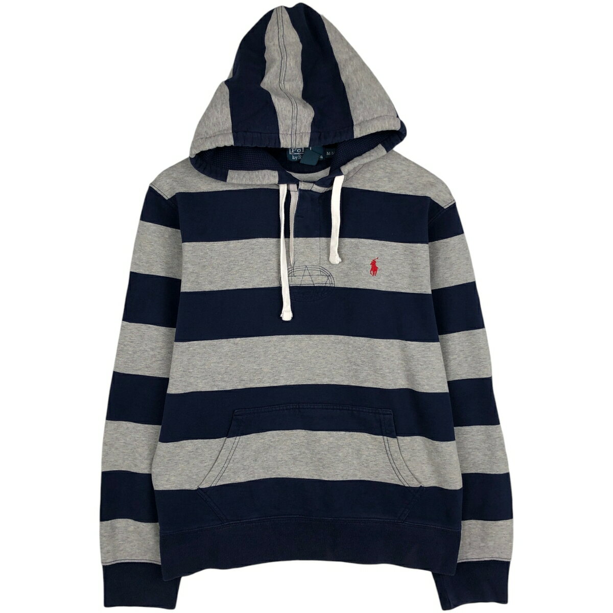 樂天商城 - 古着 ラルフローレン Ralph Lauren POLO by Ralph Lauren ボーダー柄 スウェットハーフボタンパーカー メンズM相当 /eaa635497 【中古】 【260414】