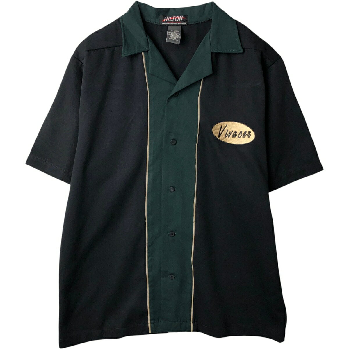 樂天商城 - 古着 ヒルトン HILTON ツートン オープンカラー 半袖 ボウリングシャツ ボックスシャツ USA製 メンズM相当 /eaa635667 【中古】 【260413】