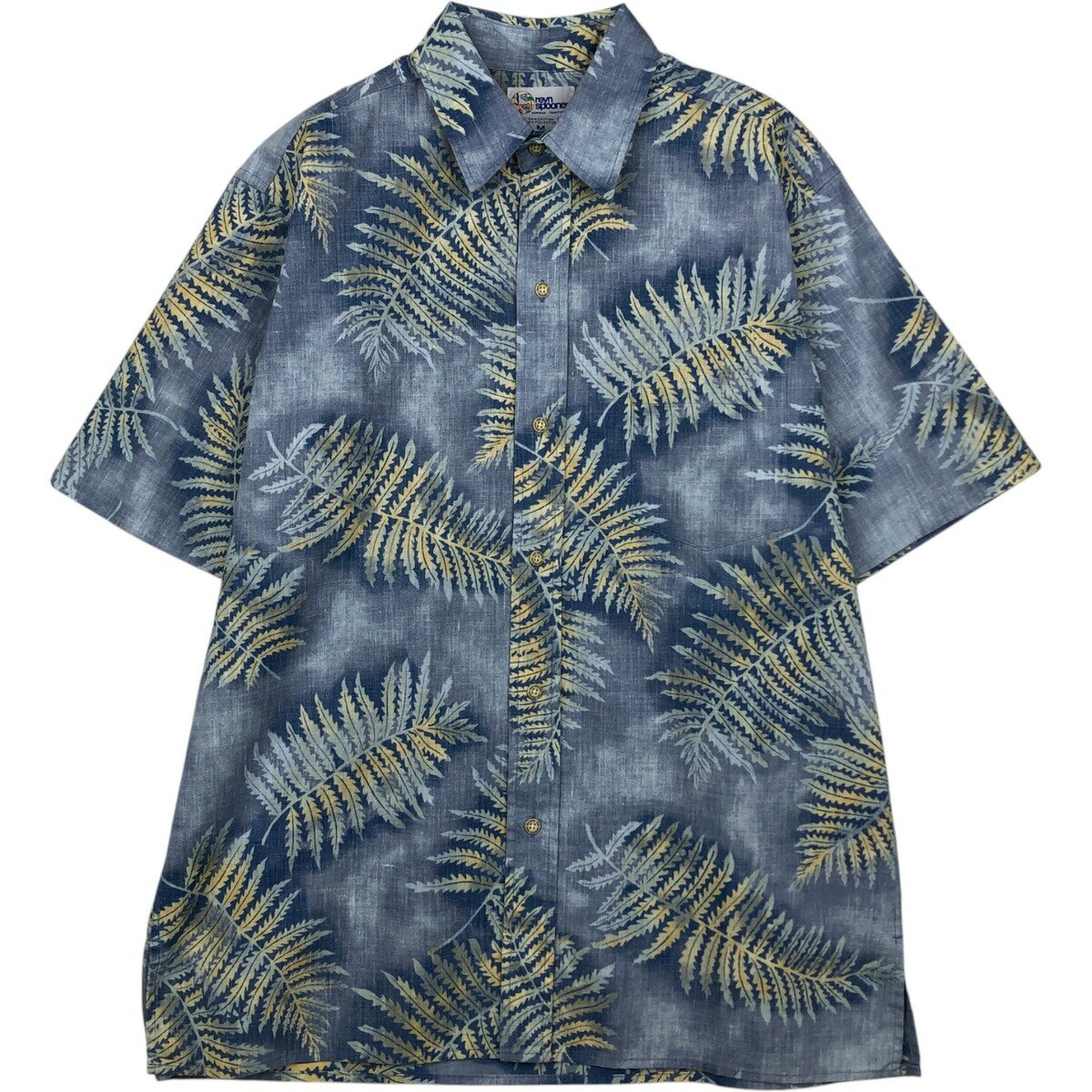 Rakuten - 古着 90'S レインスプーナー REYNSPOONER 水着タグ ビキニタグ 総柄 リーフ柄 ハワイアンアロハシャツ ボックスシャツ メンズM相当 ヴィンテージ /eaa635849 【中古】 【260418】