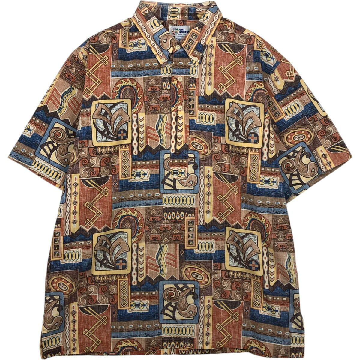 Rakuten - 古着 90'S レインスプーナー REYNSPOONER 水着 ビキニタグ 総柄 プルオーバー ボタンダウン ハワイアンアロハシャツ ボックスシャツ ハワイ製 メンズXL相当 ヴィンテージ /eaa635882 【中古】 【260417】