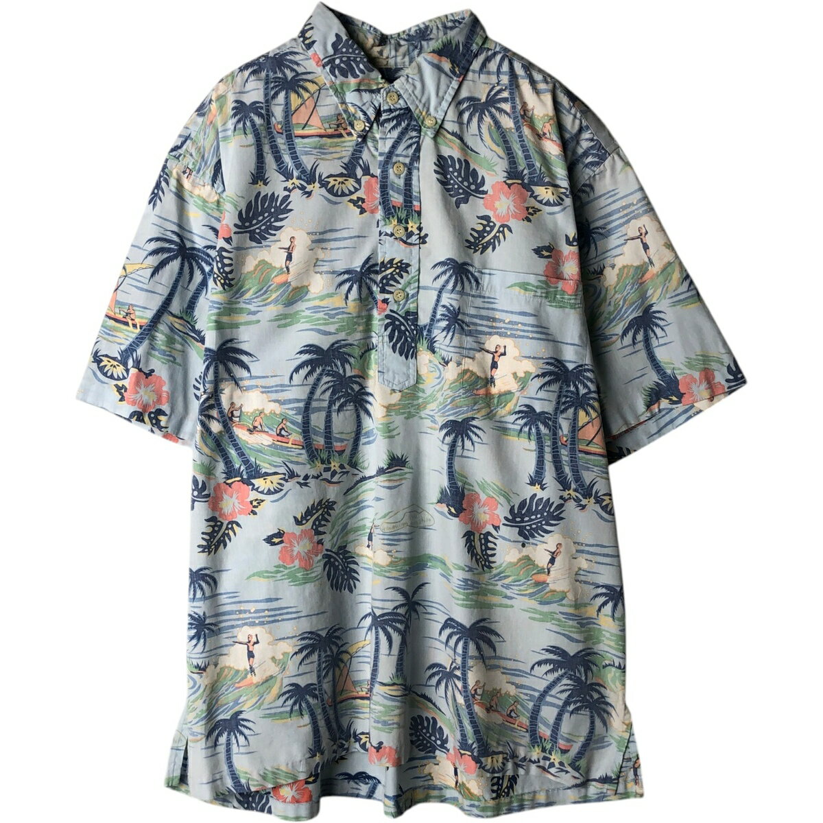 Rakuten - 古着 90'S レインスプーナー REYNSPOONER PHIL EDWARDS フィルエドワーズ 総柄 ヤシの木柄 プルオーバー ボタンダウン ハワイアンアロハシャツ ボックスシャツ ハワイ製 メンズL相当 /eaa635884 【中古】 【260414】