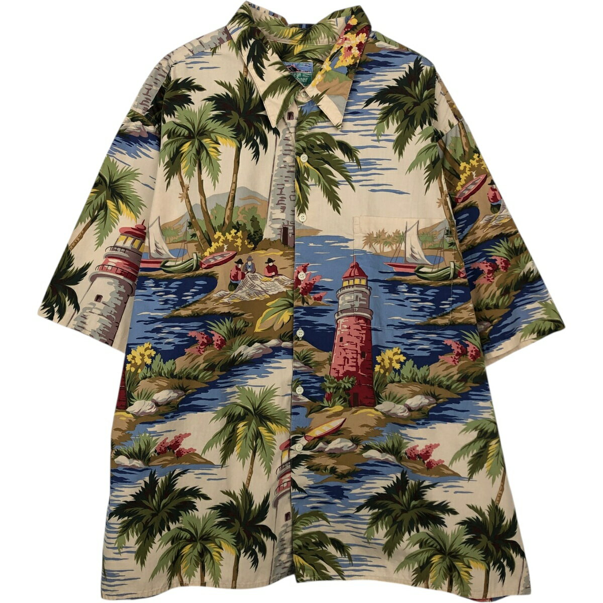 Rakuten - 古着 80~90'S レインスプーナー REYNSPOONER ダイヤモンドヘッドタグ 総柄 ハワイアンアロハシャツ ボックスシャツ ハワイ製 メンズXXL相当 ヴィンテージ /eaa635923 【中古】 【260419】