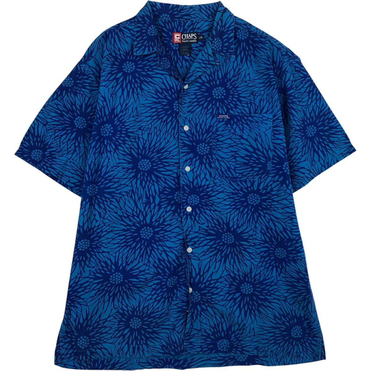 古着 ラルフローレン Ralph Lauren CHAPS チャップス 総柄 花柄 オープンカラー ハワイアンアロハシャツ ボックスシャツ メンズL相当 /eaa635938 【中古】 【260417】