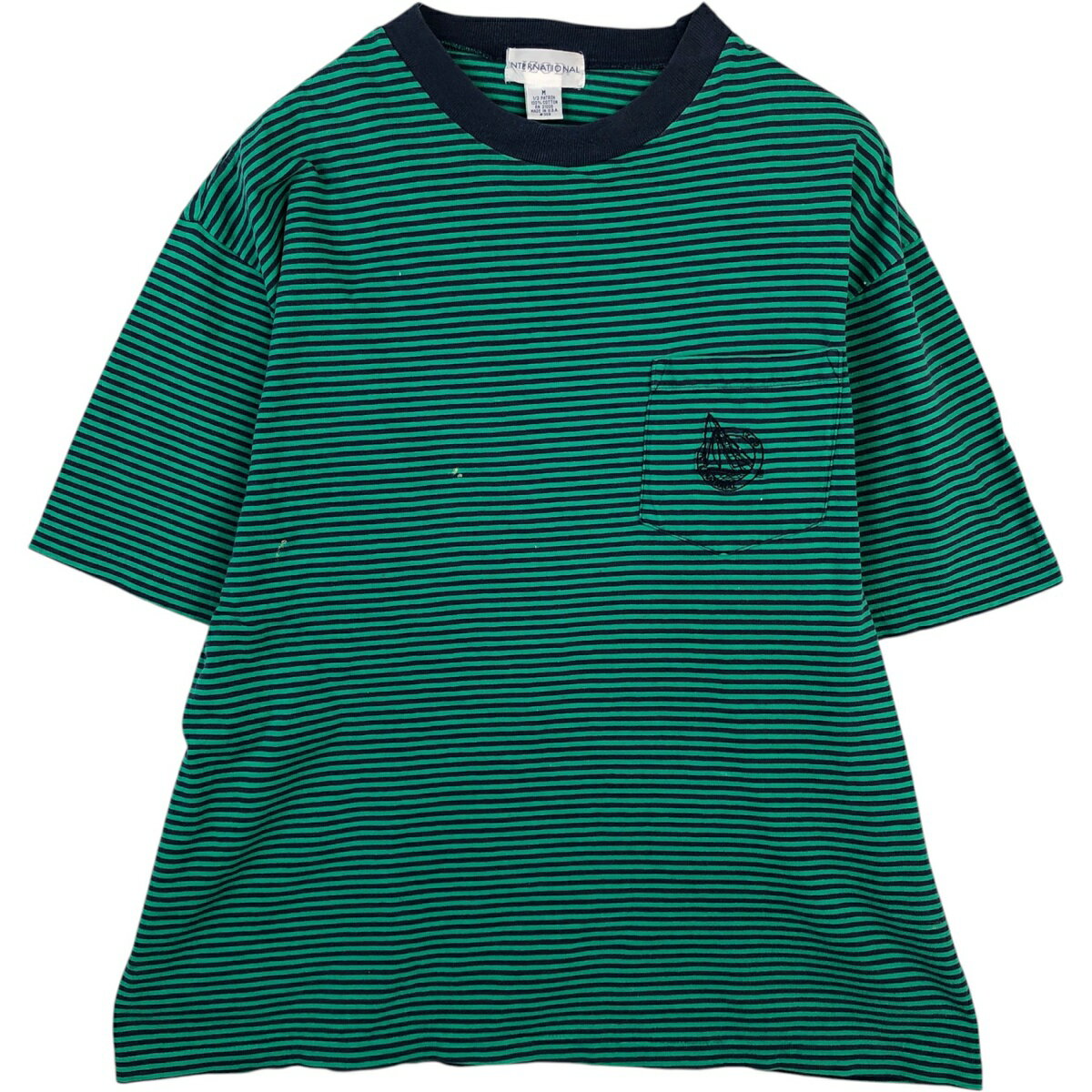 T-Shirts （Short Sleeve） - 古着 ~90'S IZOD INTERNATIONAL ボーダーポケットTシャツ USA製 メンズM相当 ヴィンテージ /eaa636040 【中古】 【260420】
