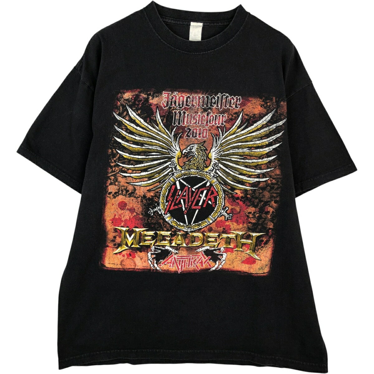 樂天商城 - 古着 00'S SLAYER スレイヤー Anthrax アンスラックス MEGADETH メガデス ドクロ柄 スカル柄 バンドTシャツ バンT メンズL相当 /eaa636473 【中古】 【260420】