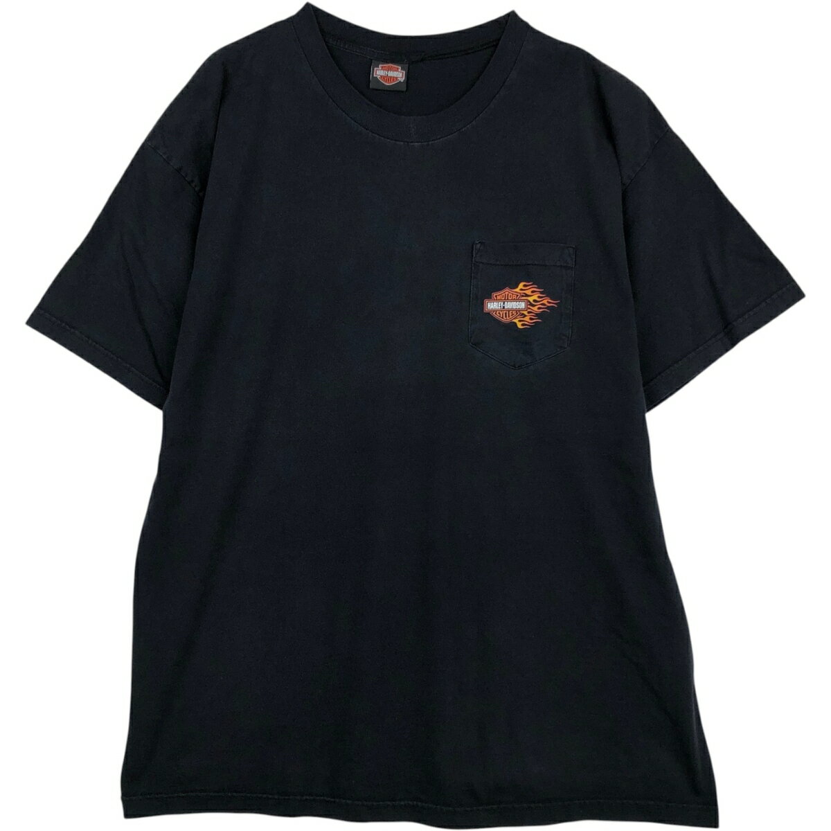 Rakuten - 古着 00'S ハーレーダビッドソン Harley-Davidson 鷲柄 イーグル柄 ファイヤーパターン モーターサイクル バイクTシャツ メンズXL相当 /eaa636933 【中古】 【260425】