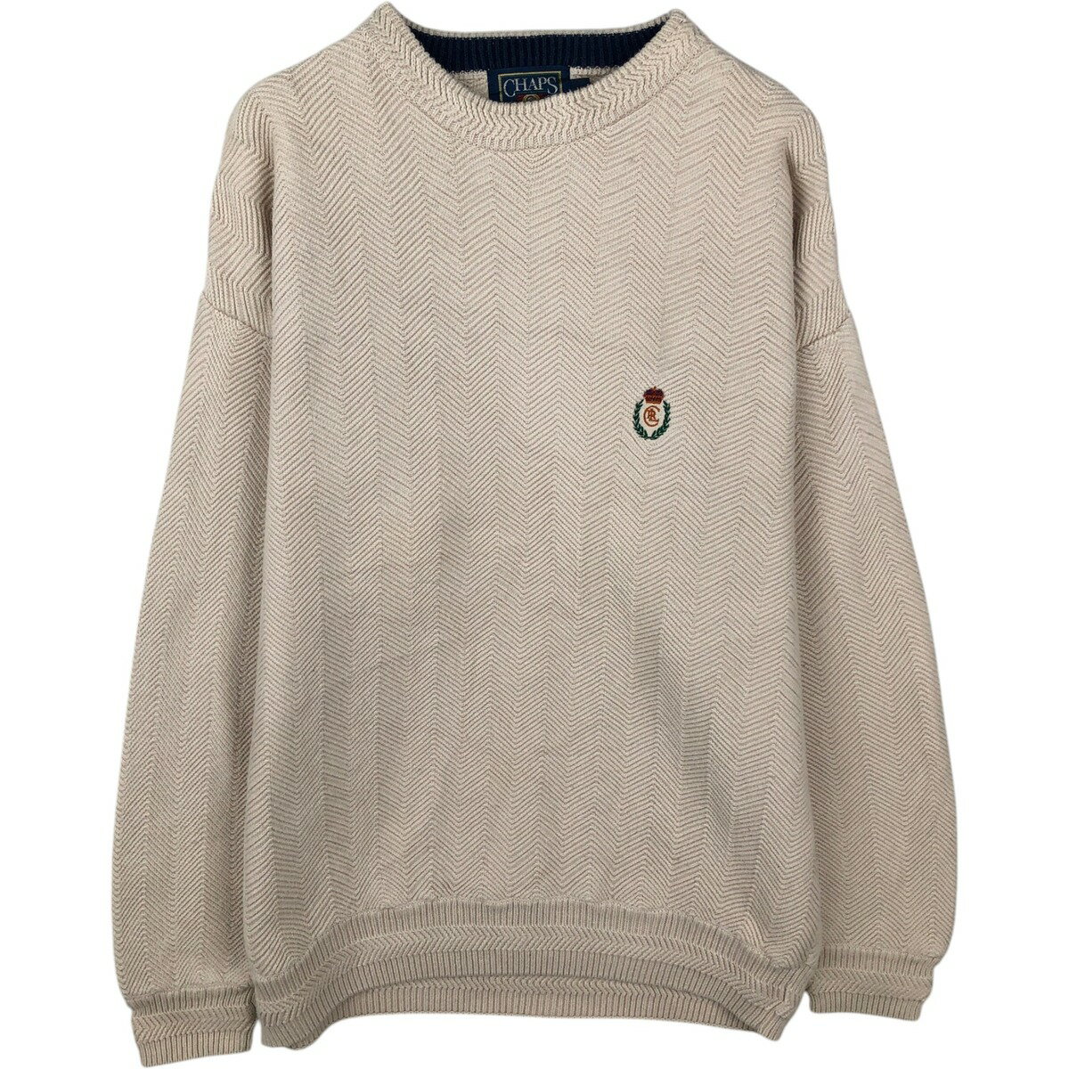 乐天商城 - 古着 ラルフローレン Ralph Lauren CHAPS チャップス ヘリンボーン コットンニットセーター メンズXL相当 /eaa637144 【中古】 【260514】