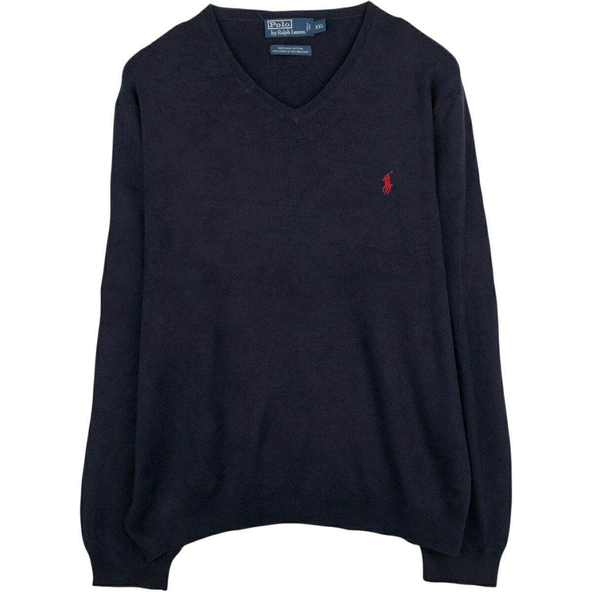 Rakuten - 古着 ラルフローレン Ralph Lauren POLO by Ralph Lauren Vネック ピマコットンニットセーター メンズXXL相当 /eaa637224 【中古】 【260508】 ネイビー系 秋冬