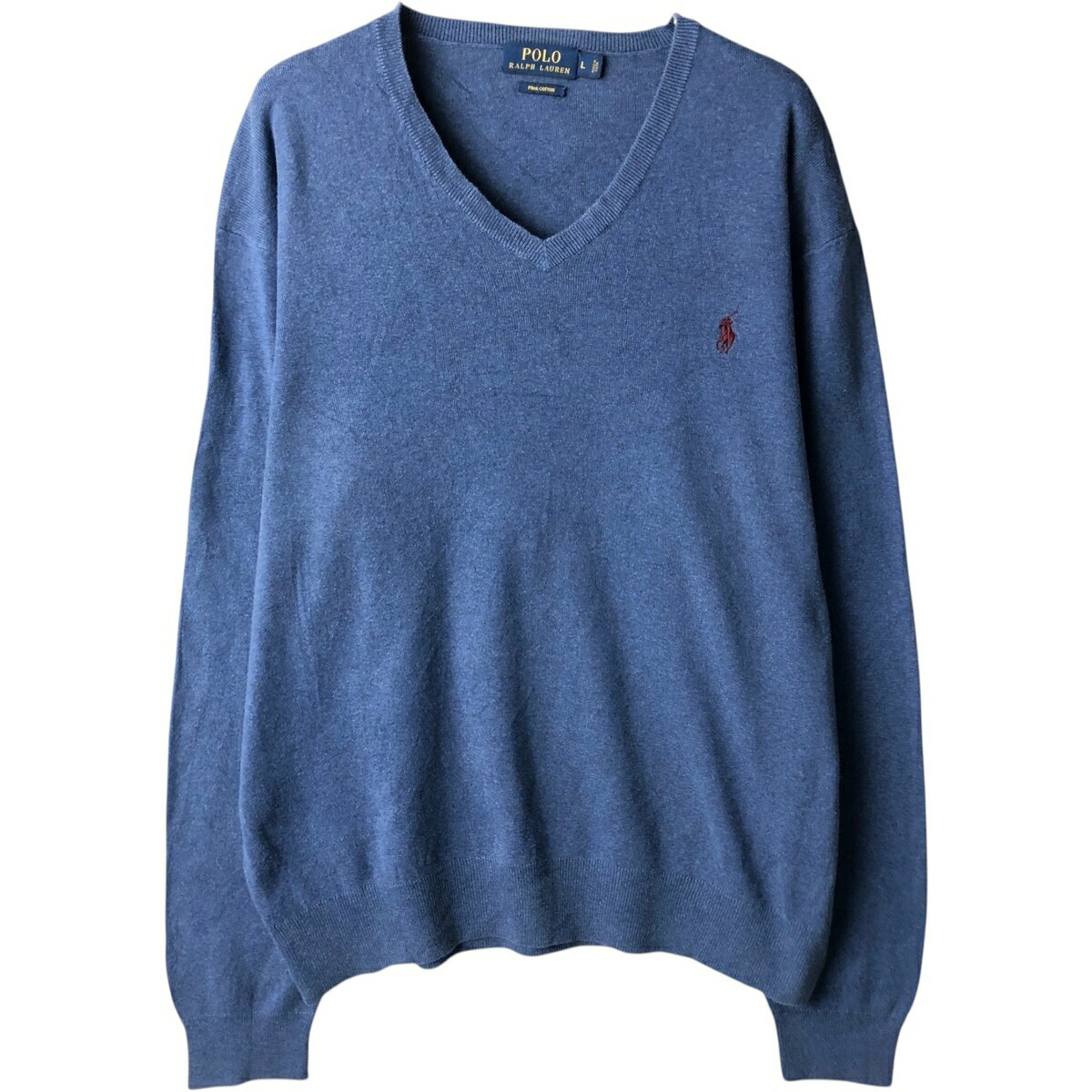 乐天商城 - 古着 ラルフローレン Ralph Lauren POLO RALPH LAUREN PIMA COTTON Vネック ピマコットンニットセーター メンズL相当 /eaa637235 【中古】 【260501】