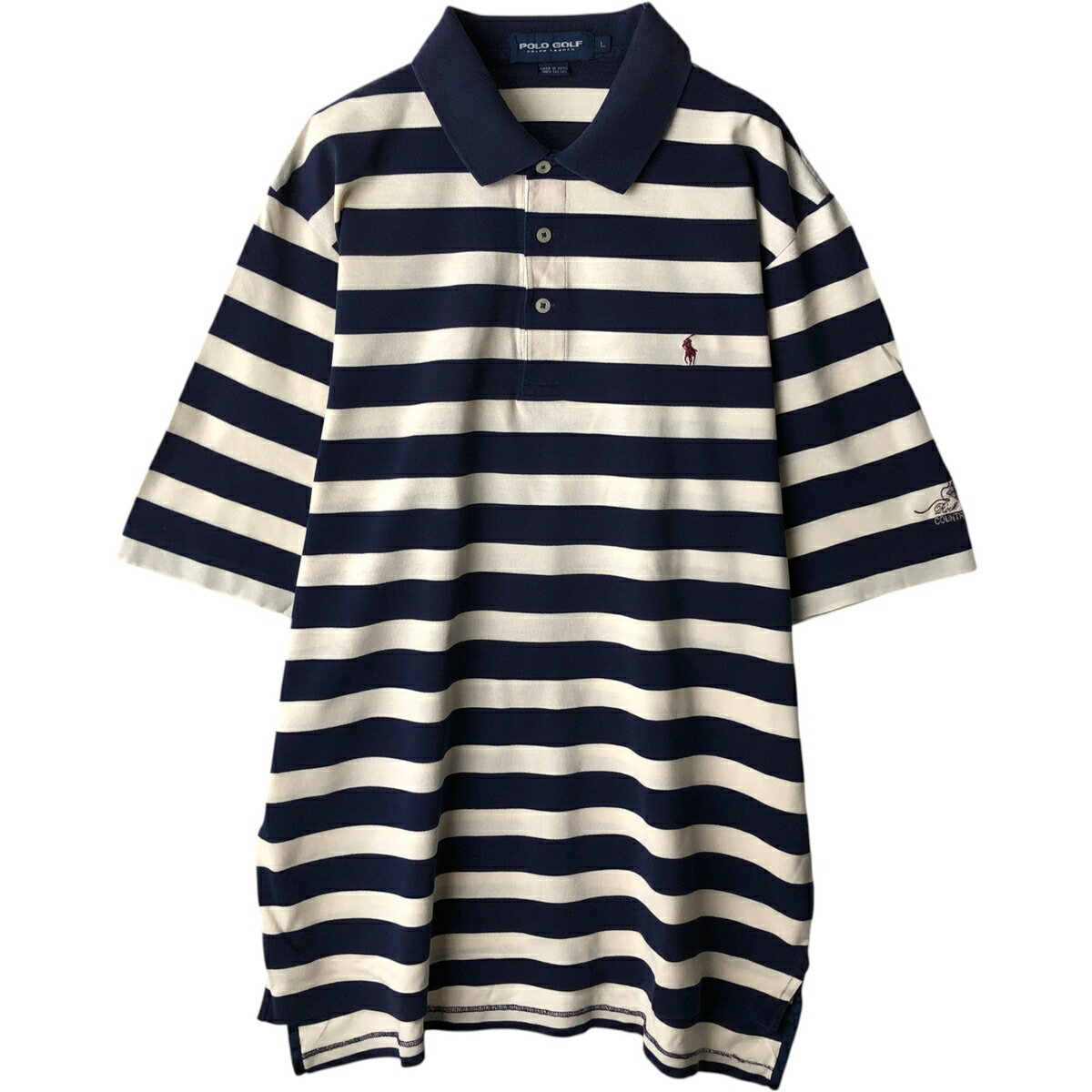 古着 ラルフローレン Ralph Lauren POLO GOLF ポロゴルフ 半袖 ボーダー ポロシャツ メンズL相当 /eaa637473 【中古】 【260503】 ネイビー系 春夏秋