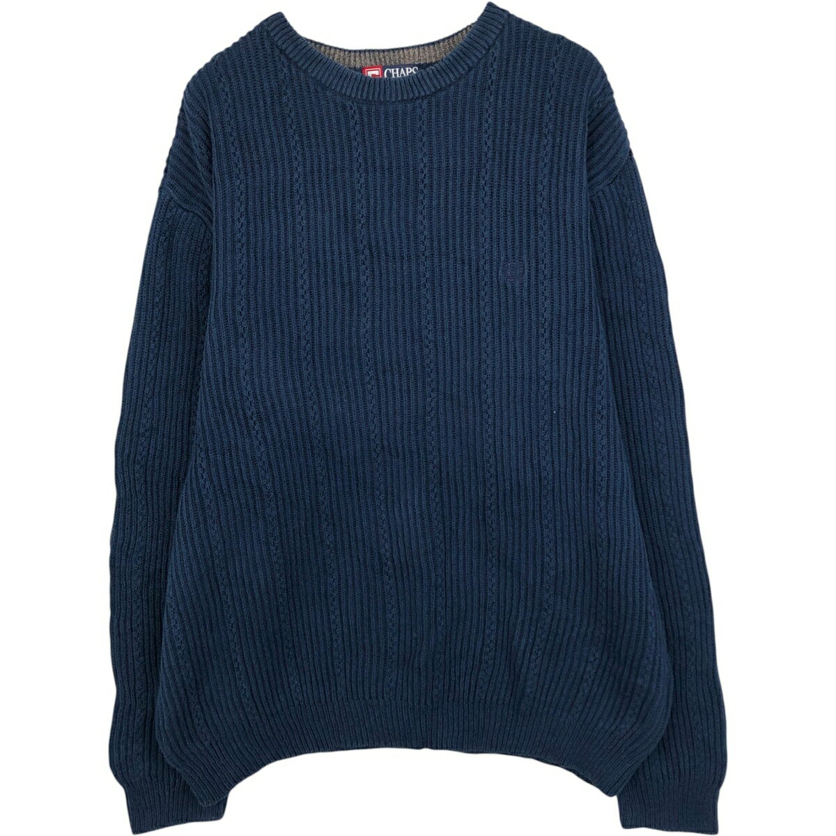 古着 ラルフローレン Ralph Lauren CHAPS チャップス コットンニットセーター メンズXL相当 /eaa637503 【中古】 【260422】 ネイビー系 秋冬