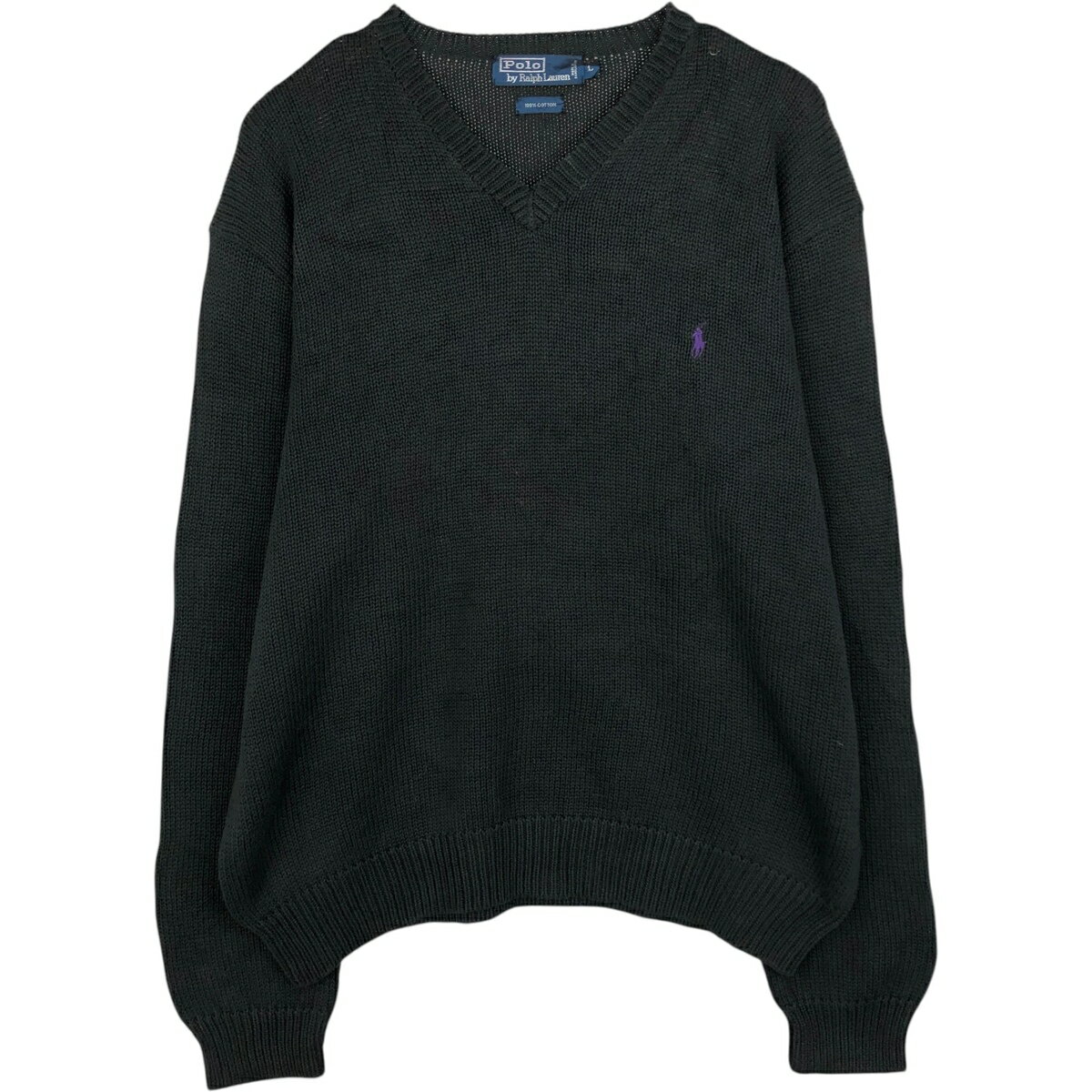 乐天商城 - 古着 ラルフローレン Ralph Lauren POLO by Ralph Lauren Vネック コットンニットセーター メンズL相当 /eaa637504 【中古】 【260422】 秋冬