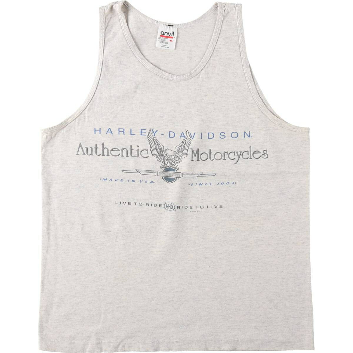 古着 90'S アンビル Anvil Harley-Davidson ハーレーダビッドソン 鷲柄 イーグル柄 ノースリーブ モーターサイクル バイクTシャツ USA製 メンズM相当 ヴィンテージ /eaa637609 【中古】 【260426】